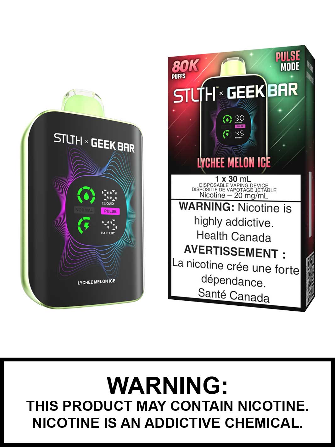 Lychee Melon Ice STLTH x Geek Bar Disposable Vape, STLTH 80K