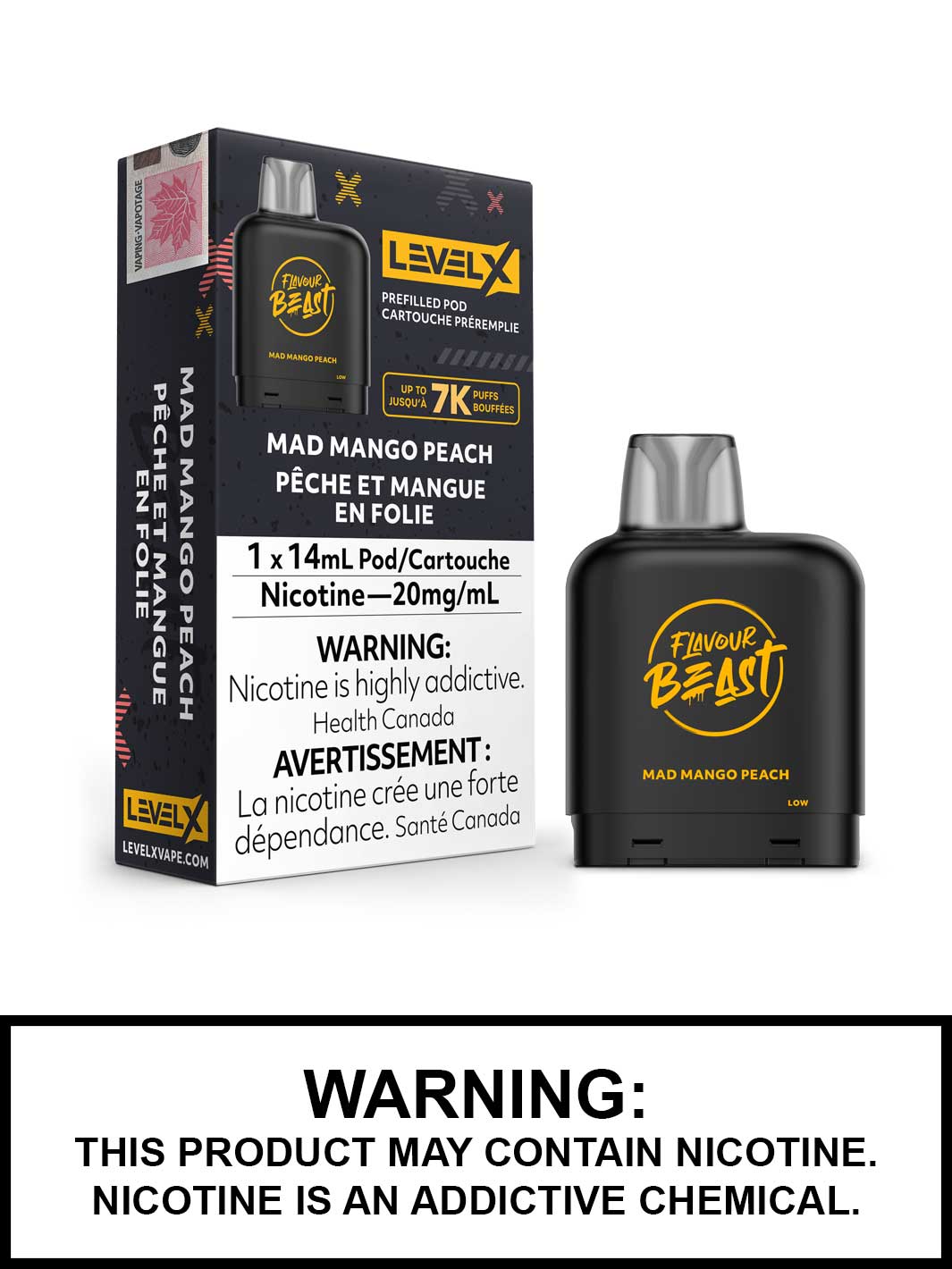 Mad Mango Peach Level X Flavour Beast Pods, Vape360 Canada