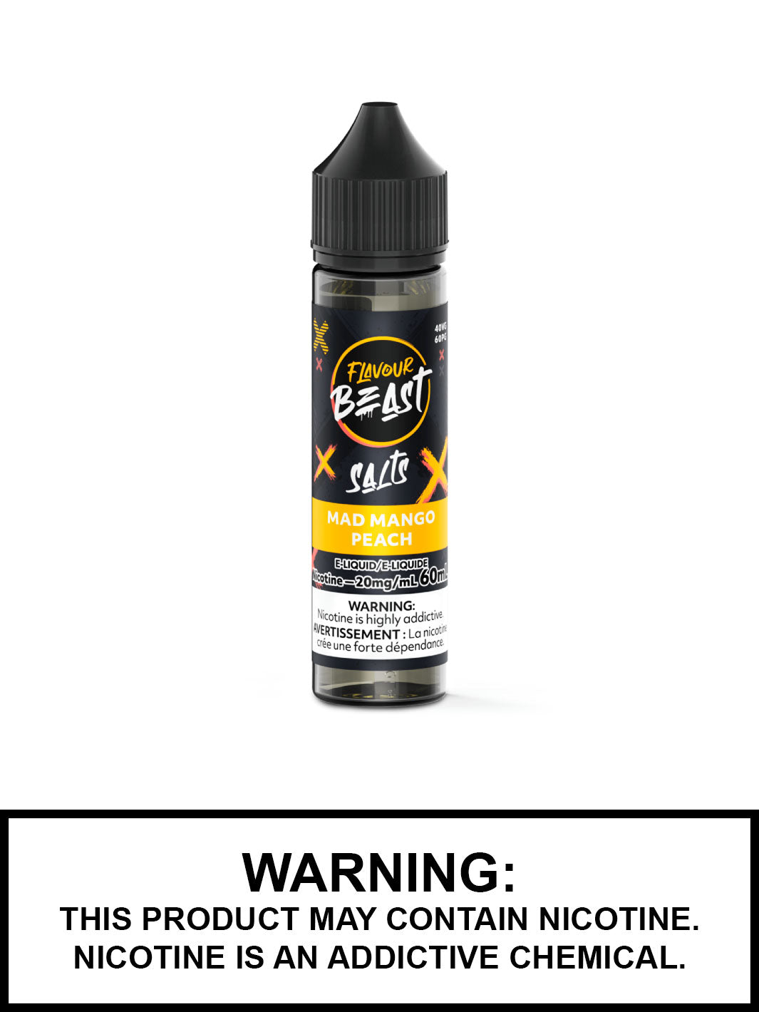 Mad Mango Peach Flavour Beast Salt Nic, 60mL Vape Juice