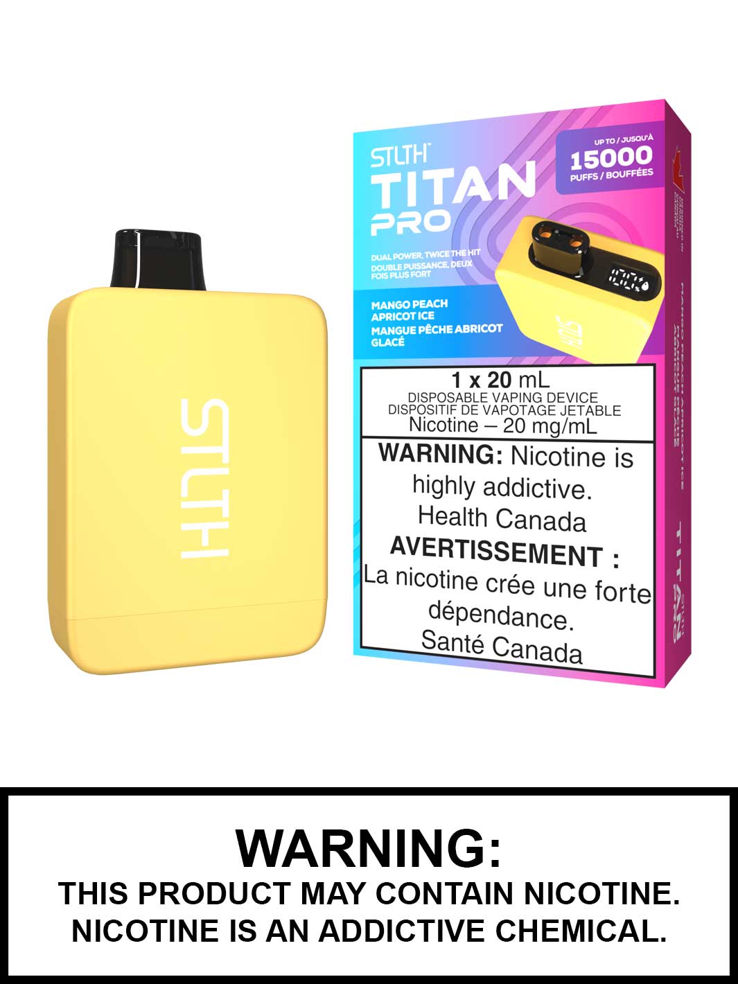 Mango Peach Apricot Ice STLTH Titan Pro Disposable Vape, STLTH Titan 15K, Vape360 Canada