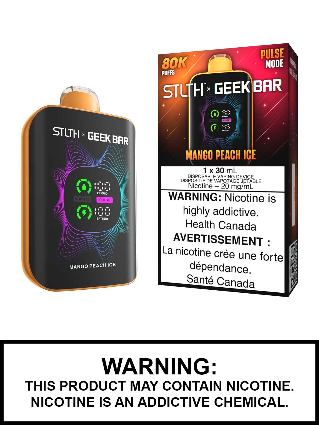 Mango Peach Ice STLTH x Geek Bar Disposable Vape, Geek Bar Pulse Canada, Vape360