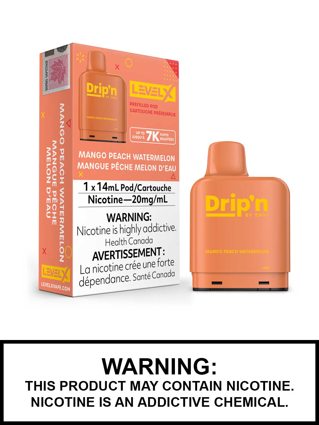 Mango Peach Watermelon Drip'n Level X Pods, Drip'n Vape Pods, Vape360 Canada