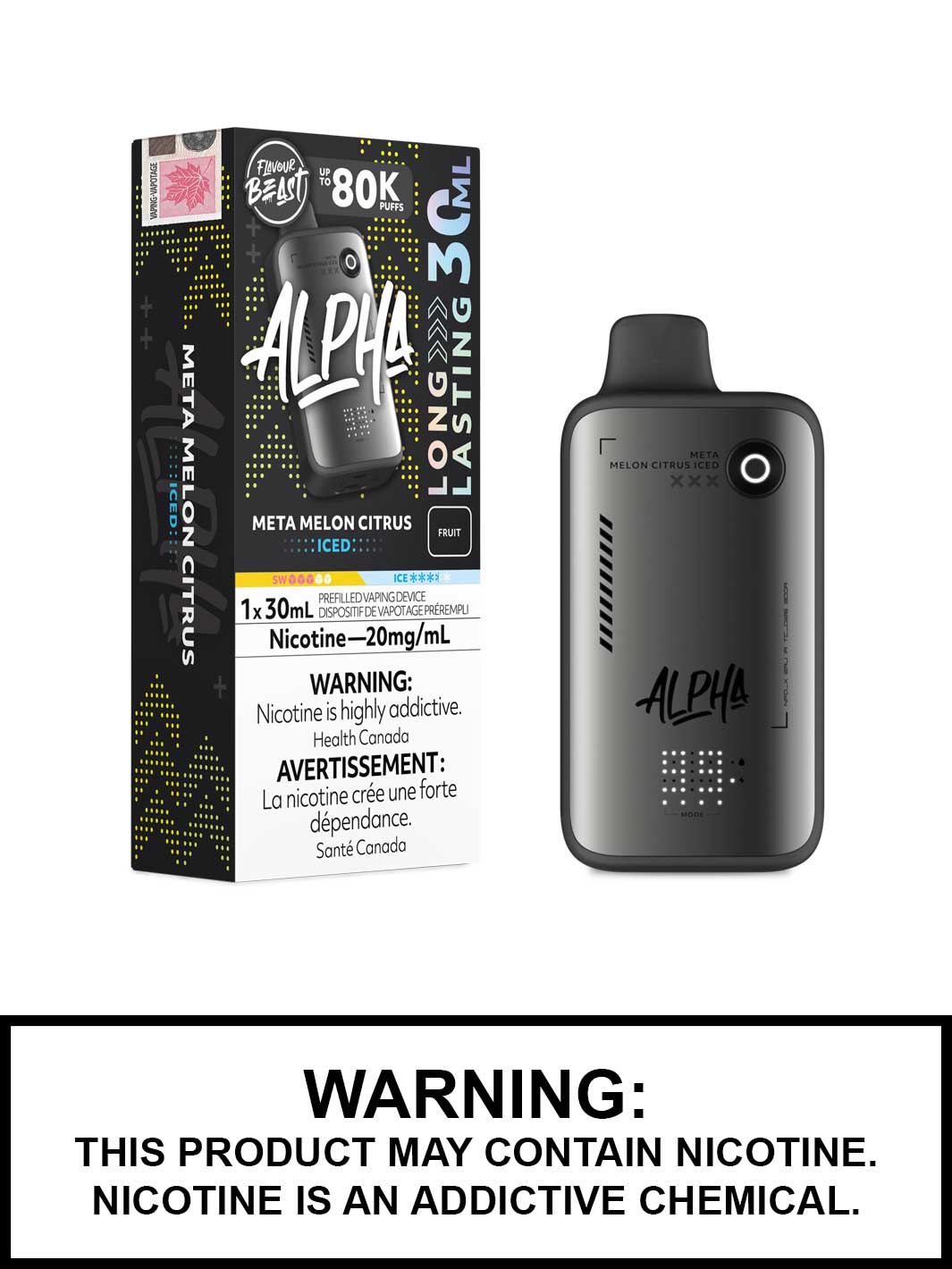 Meta Melon Citrus Iced Flavour Beast Alpha 80K Disposable Vape