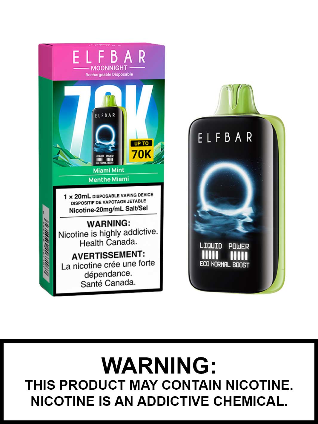 Miami Mint Elf Bar MoonNight 70K Disposable Vape, Elf Bar Vape, Vape360 Canada