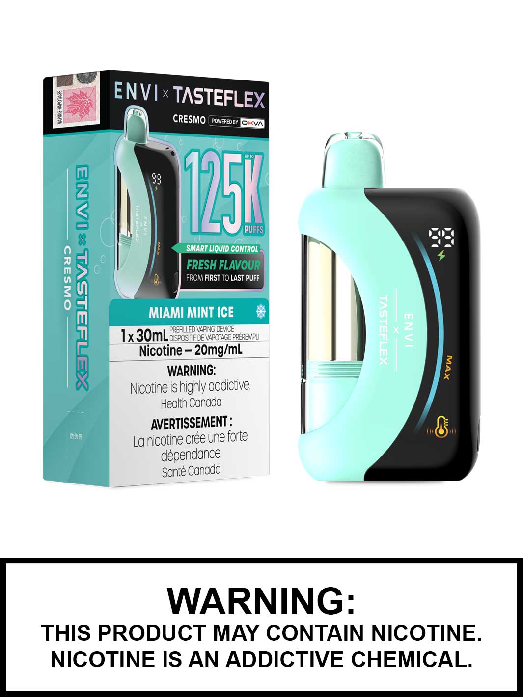 Miami Mint Ice Cresmo ENVI x Tasteflex 125K Disposable Vape, ENVI Vape