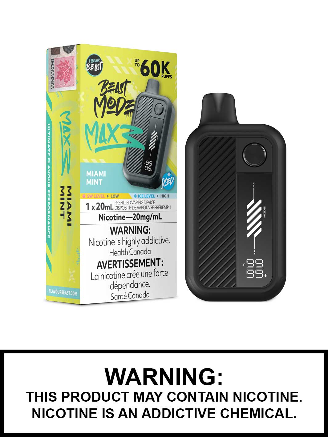Miami Mint Iced Flavour Beast Beast Mode Max 3 60K Disposable Vape, Beast Vape