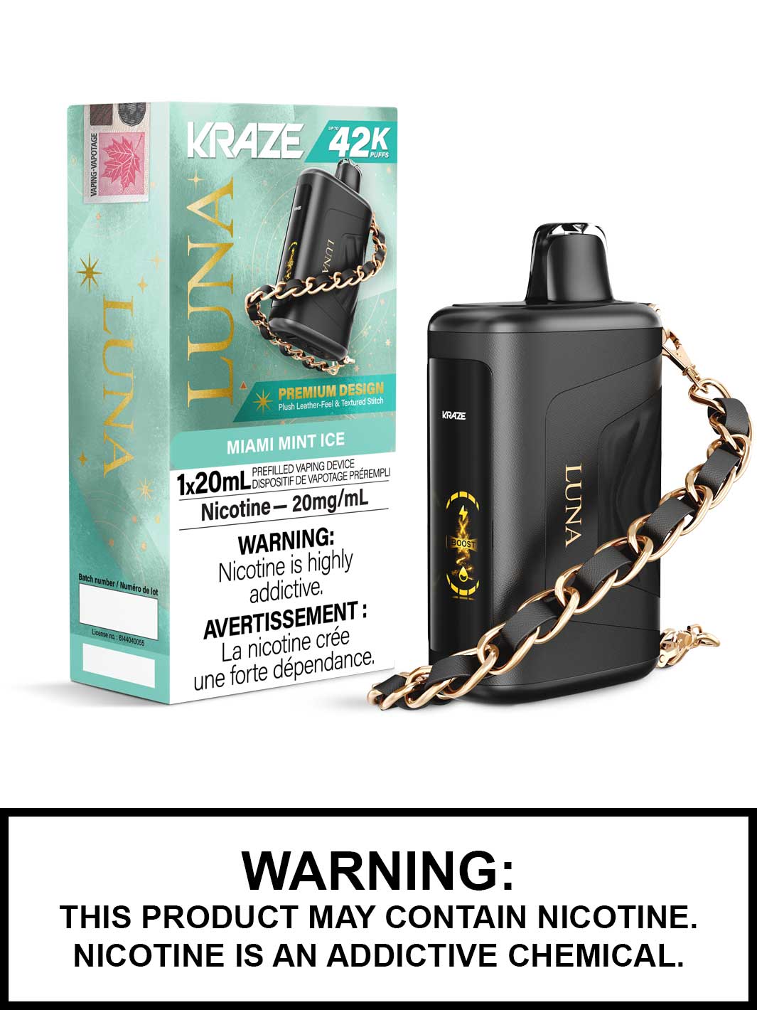 Miami Mint Ice Kraze Luna Disposable Vape, Kraze Vape, Kraze 42K, Vape360 Canada
