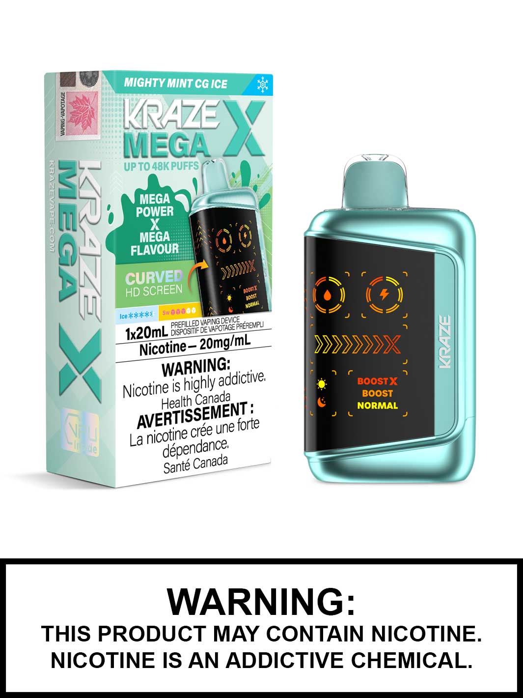 Mighty Mint CG Ice Kraze Mega X 48K Disposable Vapes, Kraze 48K