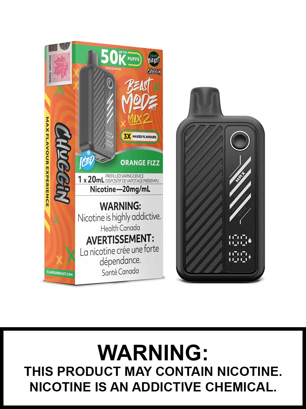 Orange Fizz Iced Flavour Beast Beast Mode Max 2 Disposable Vape, Flavour Beast Vape, Vape360 Canada