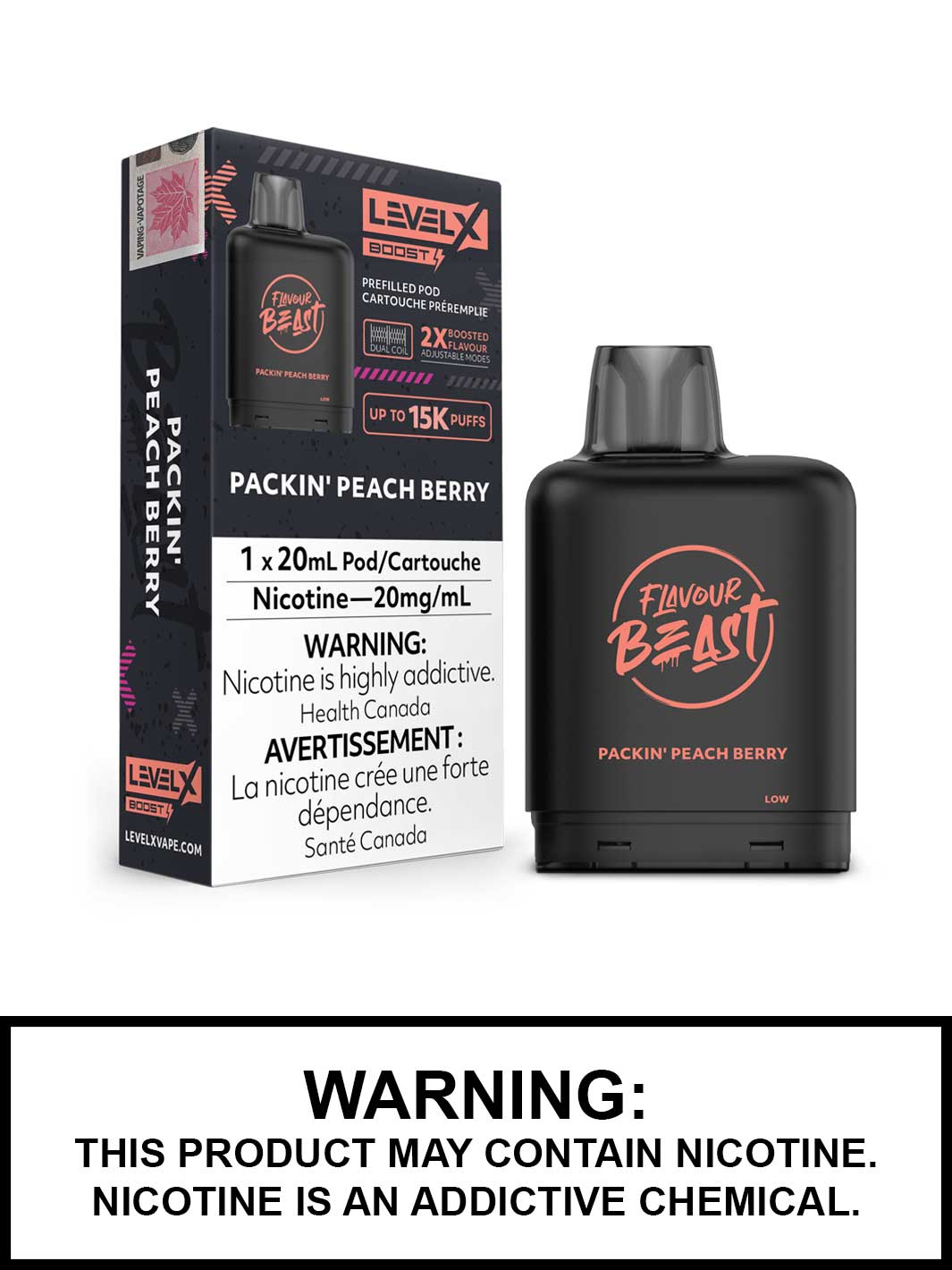 Packin Peach Berry Flavour Beast Level X Boost Pods, Level X Vape, Vape360 Canada