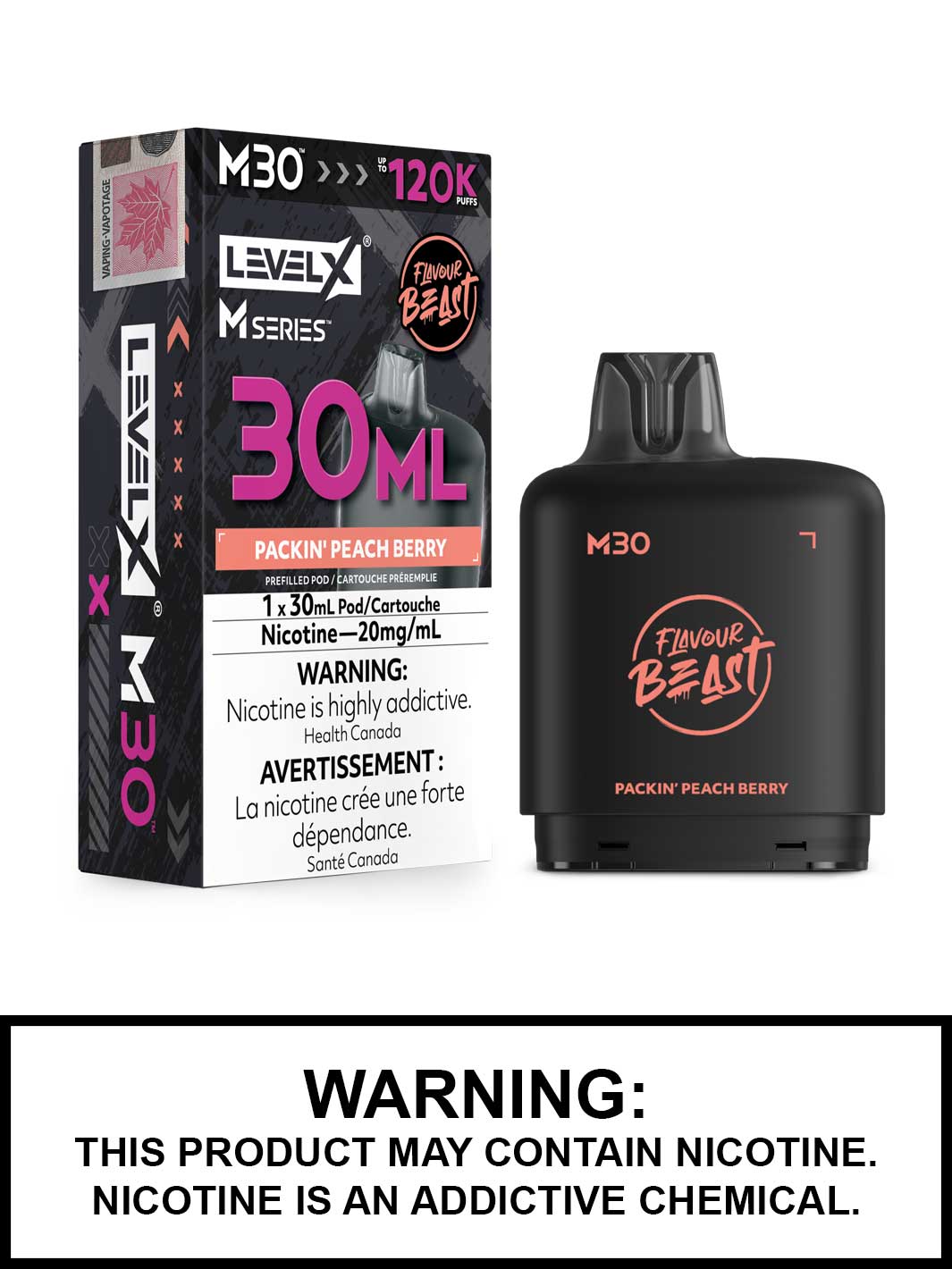 Packin Peach Berry Level X M Series Pods, M30 Pod 120K Puffs