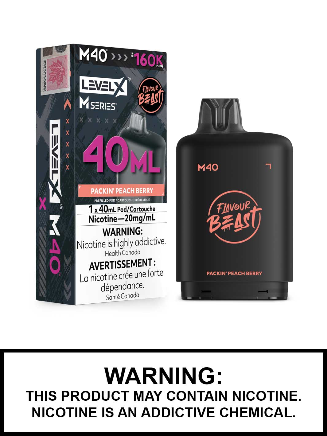 Packin Peach Berry Level X M Series Pods, M40 Pod 160K Puffs