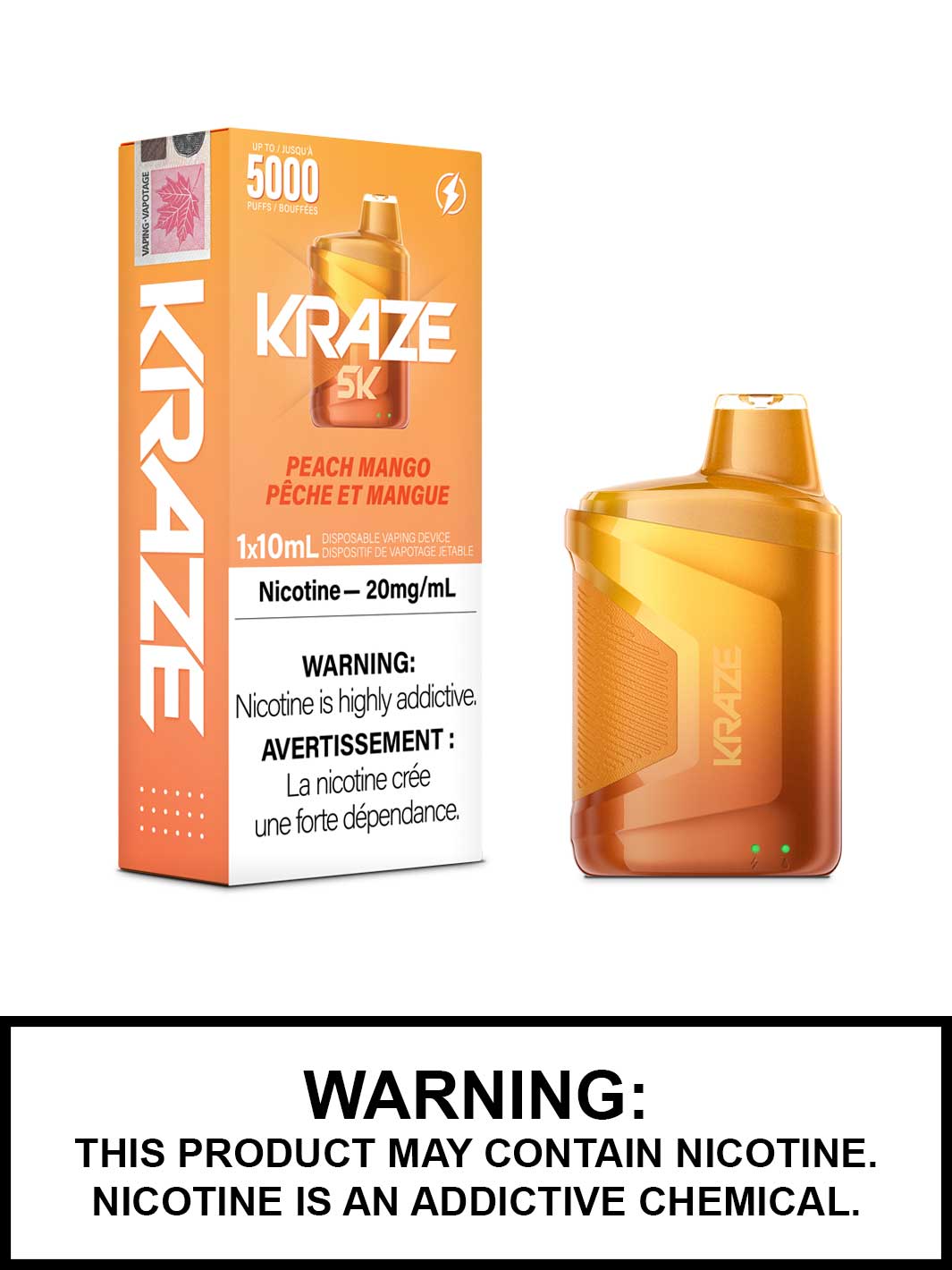 Peach Mango Kraze 5000 Disposable Vape, Kraze, Vape360 Canada