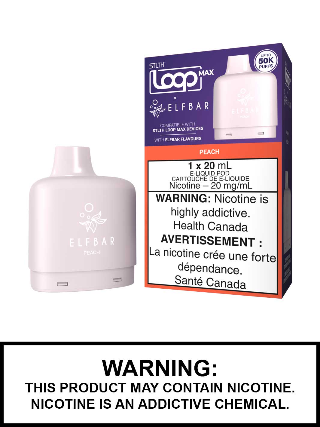 Peach STLTH Loop Max x Elf Bar Pods Canada, 50K Puffs