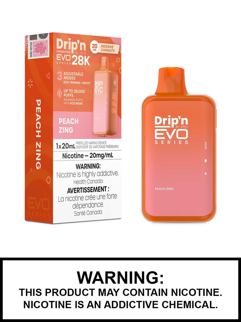 Peach Zing Drip'n EVO 28K Disposable Vape, 20mL
