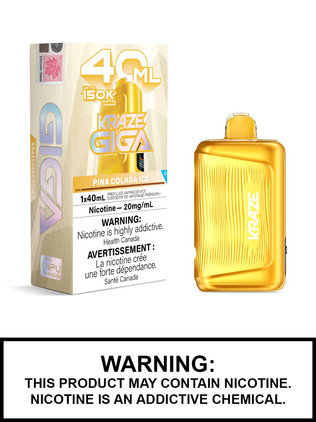 Pina Colada Ice Kraze Giga 150K Disposable Vape, Kraze Vape