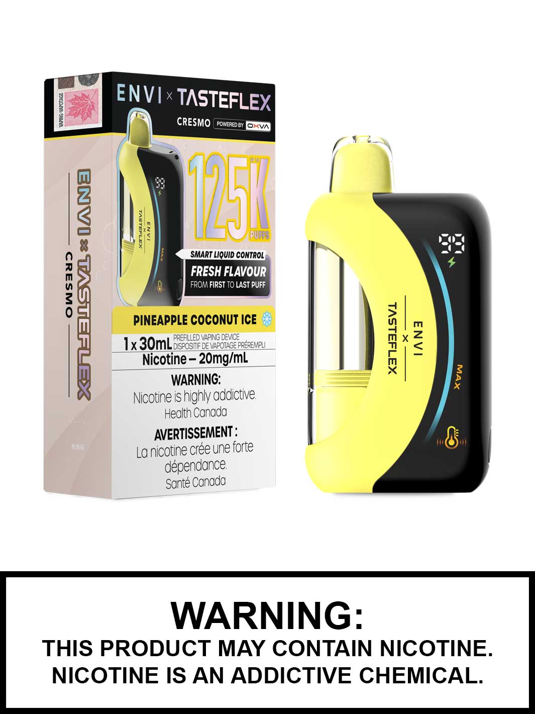 Pineapple Coconut Ice Cresmo ENVI x Tasteflex 125K Disposable Vape, ENVI Vape