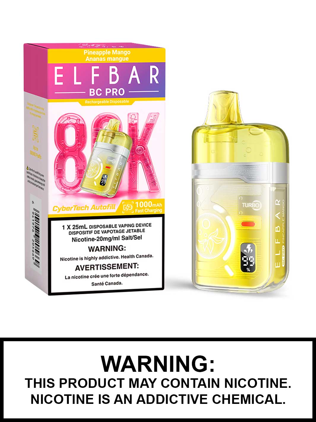 Pineapple Mango Elf Bar BC Pro 80K Disposable Vape Pineapple Mango Elf Bar BC Pro 80K Disposable Vape