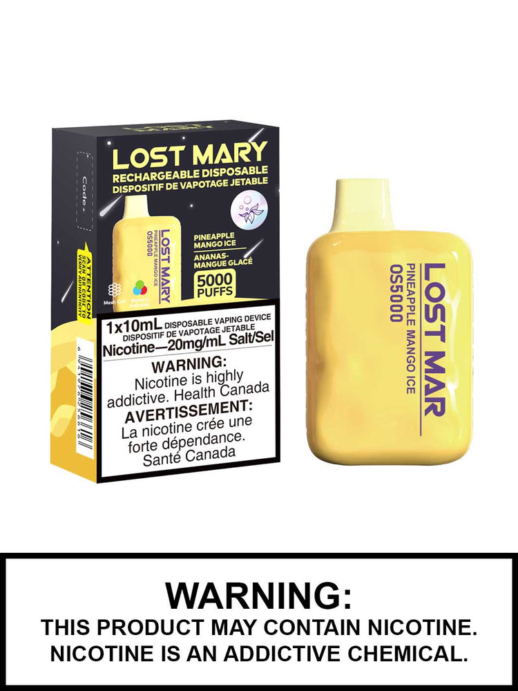 Lost Mary OS5000 Disposable Vape, Lost Mary Vape, Pineapple Mango Ice Vape Juice, Vape360 Canada