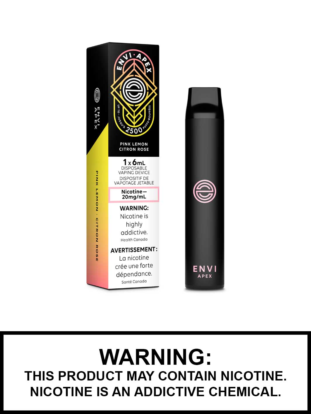 Pink Lemon Envi Apex Disposable Vape, 2500 Puffs