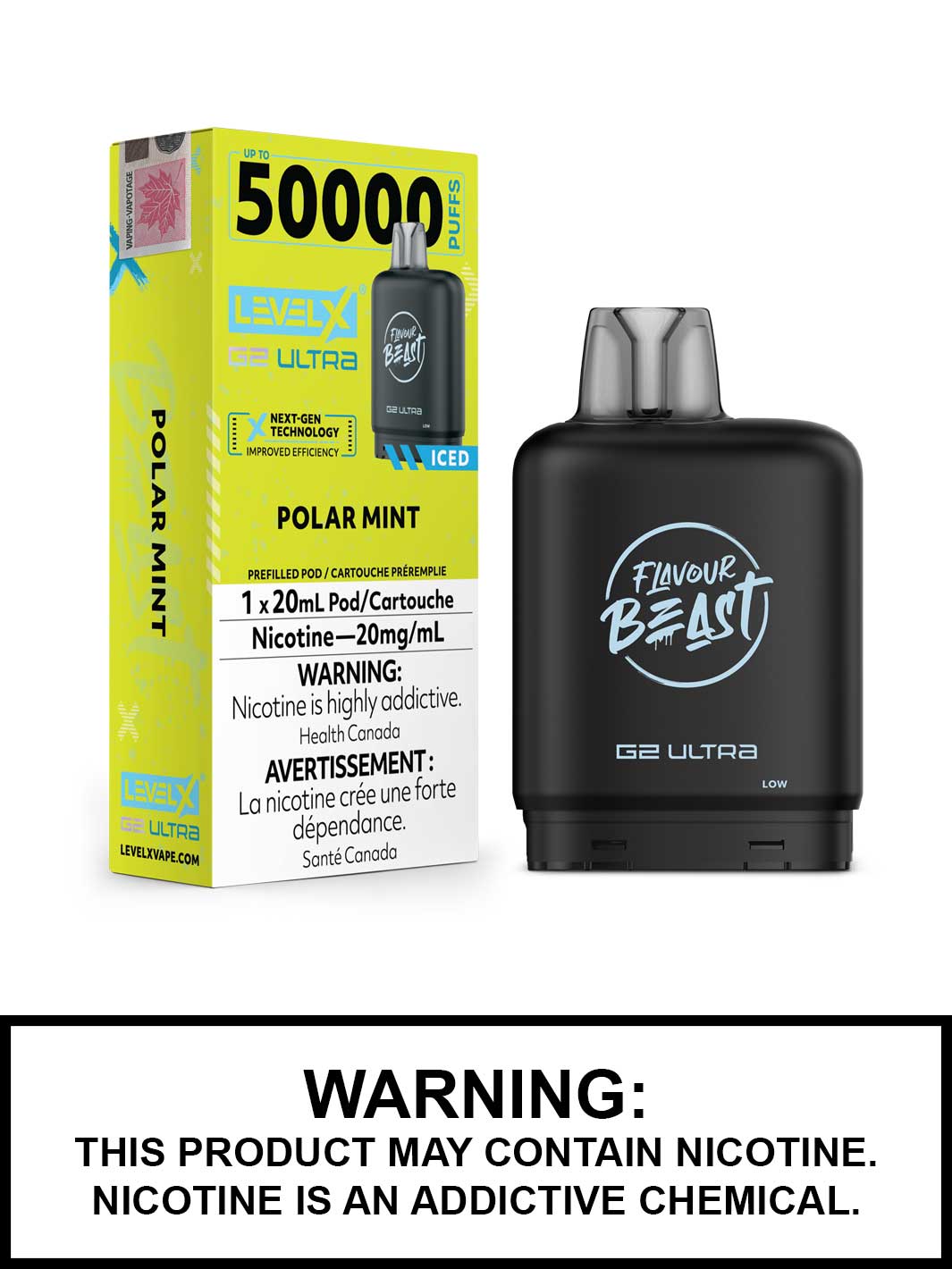 Polar Mint Iced Level X G2 Ultra Pods, Level X Vape, Flavour Beast Flavours, Vape360 Canada