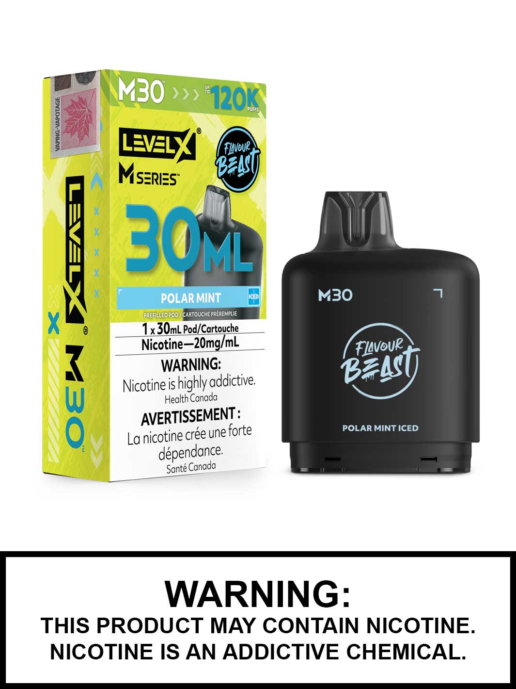 Polar Mint Iced Level X M Series Pods, M30 Pod 120K Puffs