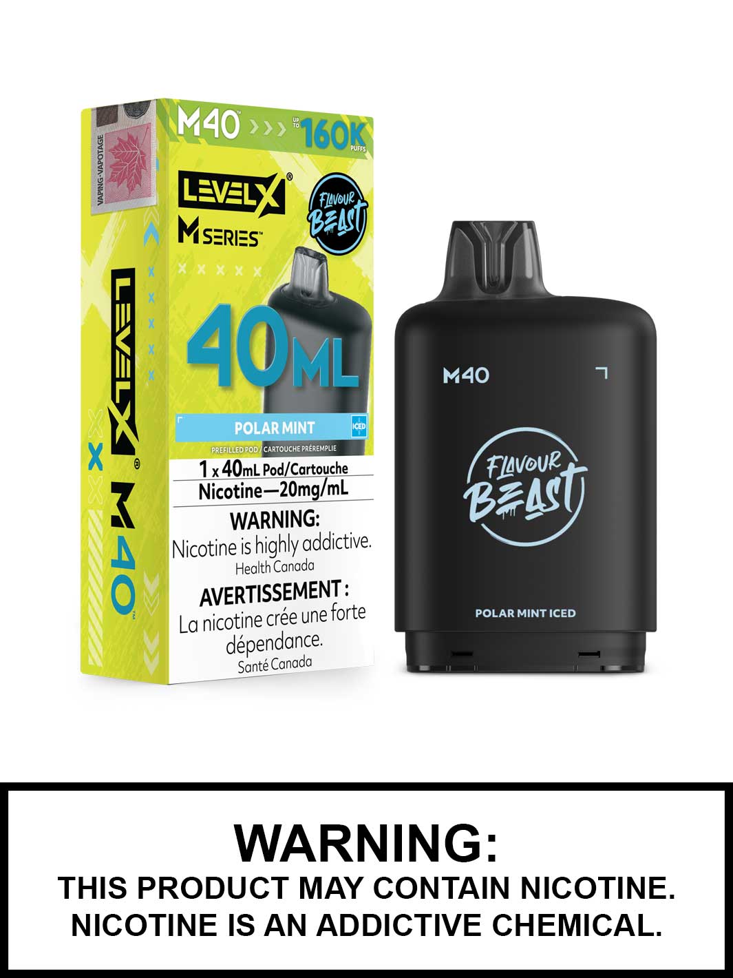 Polar Mint Iced Level X M Series Pods, M40 Pod 160K Puffs