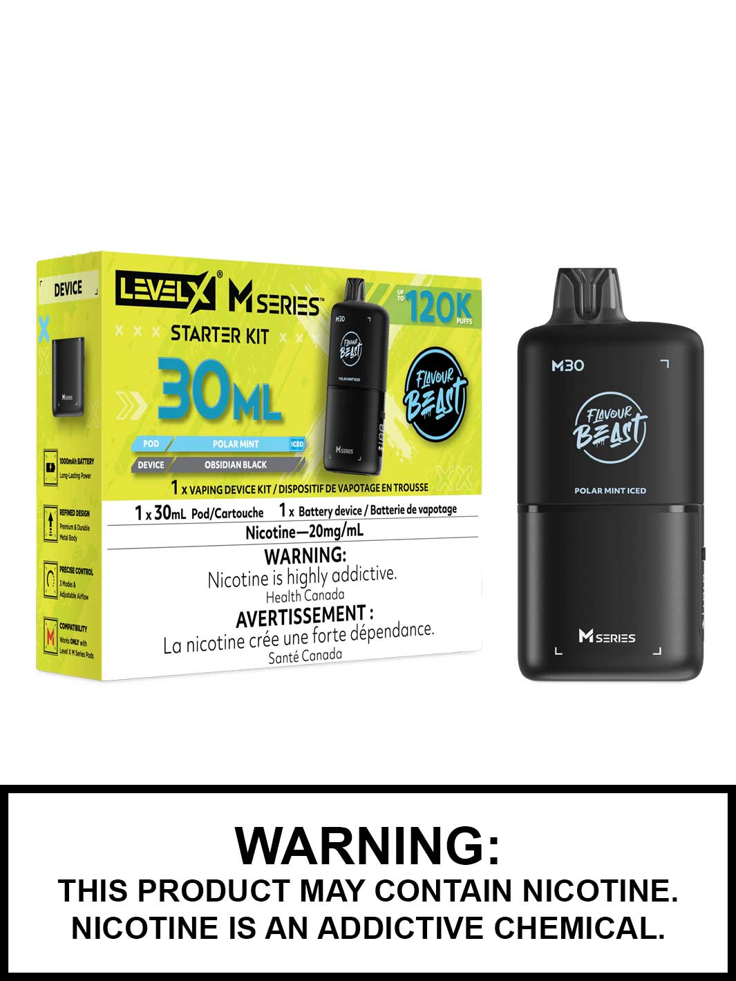 Polar Mint Iced Level X M Series Starter Kit, M30 120K Puffs