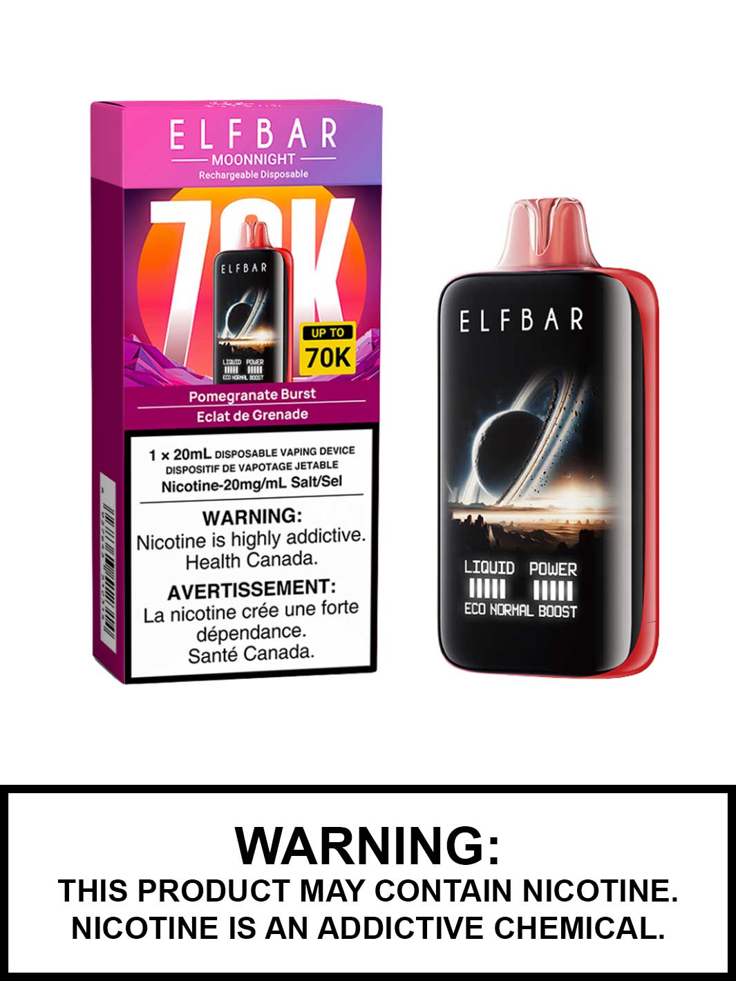 Pomegranate Burst Elf Bar MoonNight 70K Disposable Vape, Elf Bar Vape, Vape360 Canada