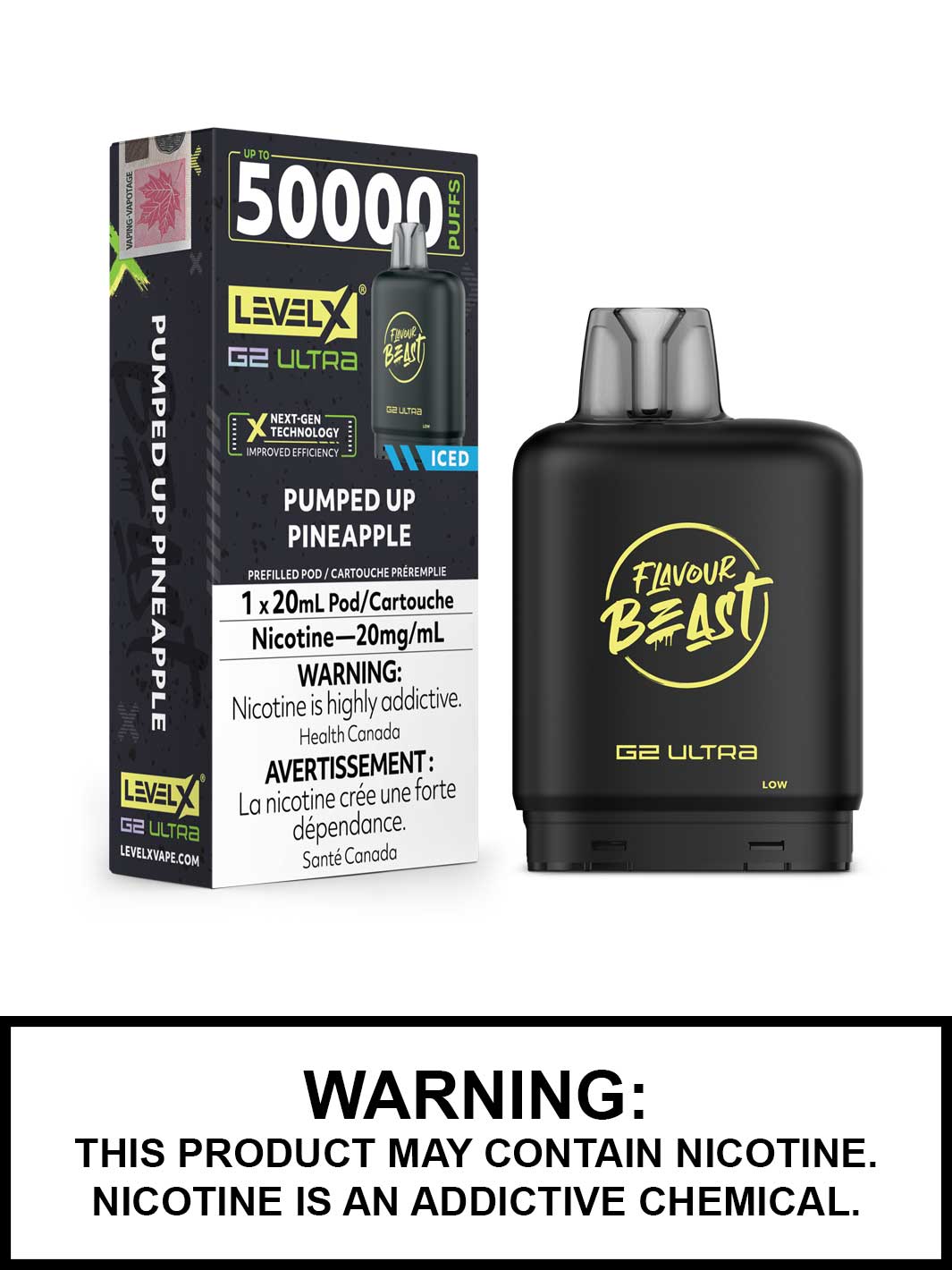Pumped Up Pineapple Iced Level X G2 Ultra Pods, Level X Vape, Flavour Beast Flavours, Vape360 Canada