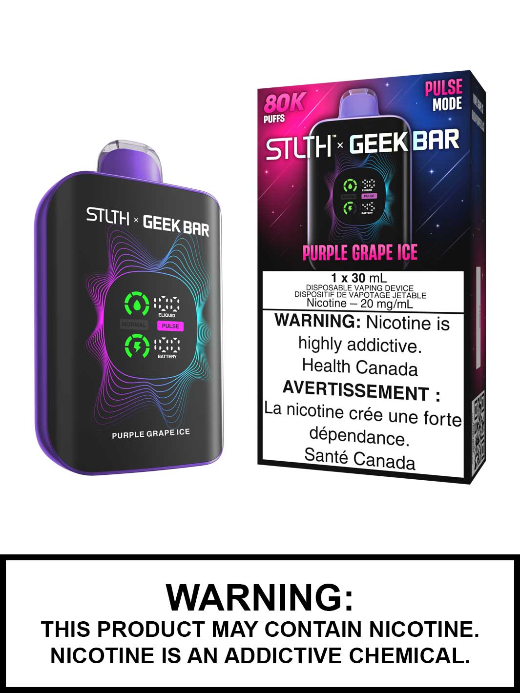 Purple Grape Ice STLTH x Geek Bar Disposable Vape, Geek Bar Pulse Canada, Vape360