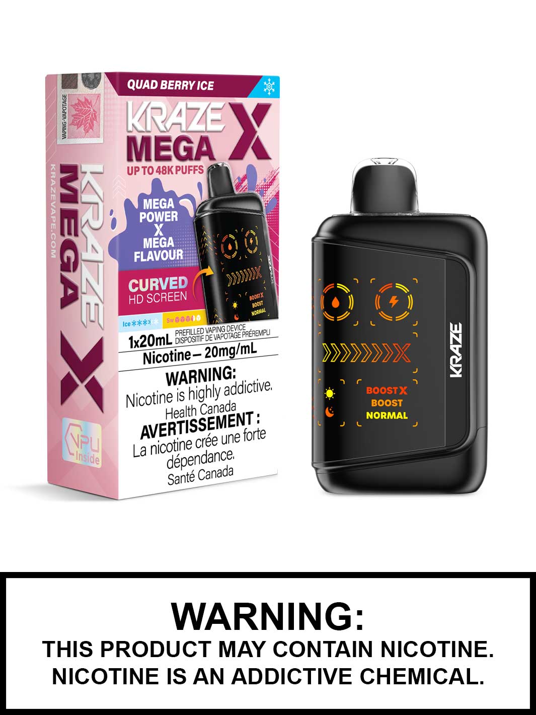 Quad Berry Ice Kraze Mega X 48K Disposable Vapes, Kraze 48K