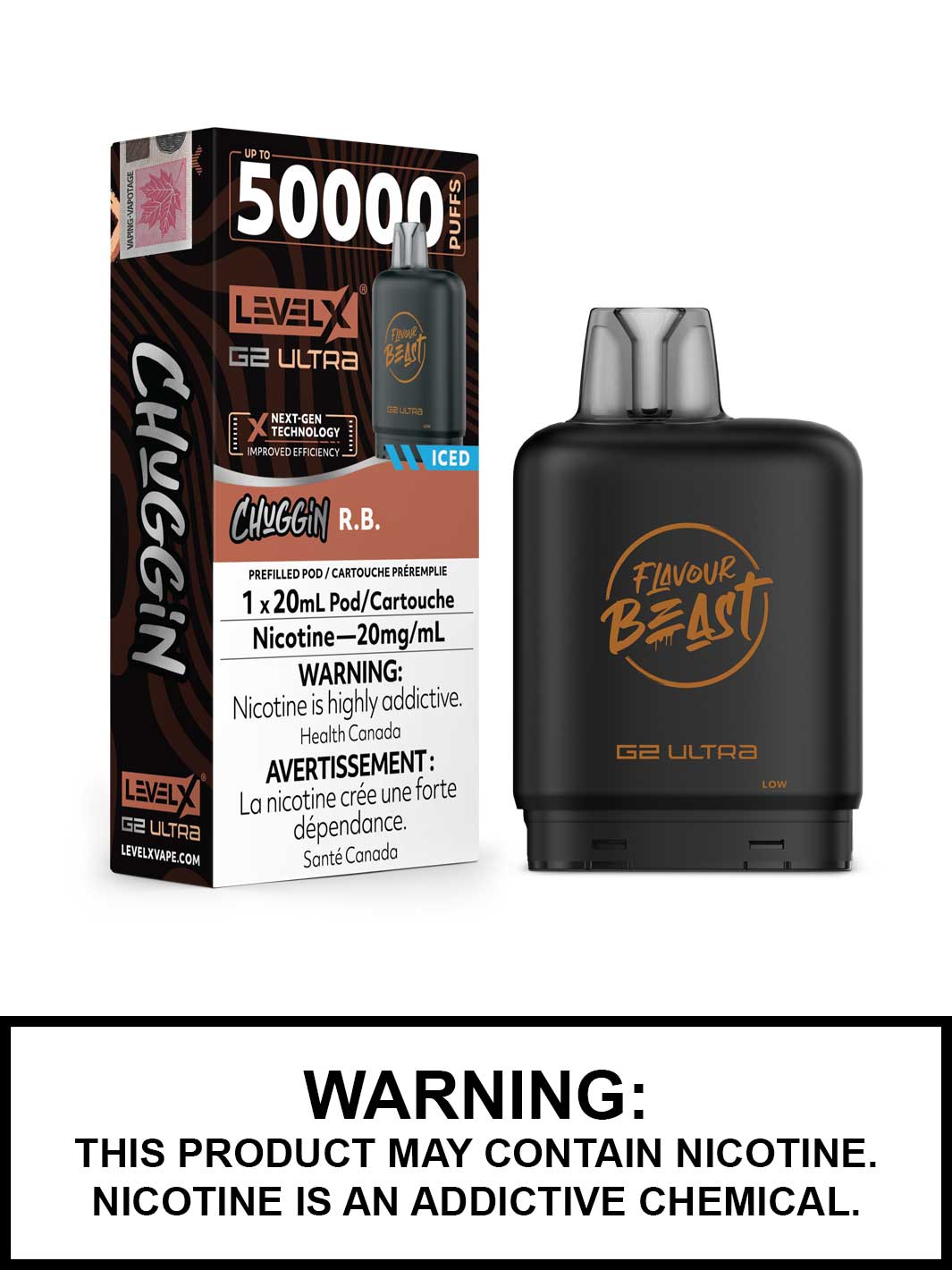 RB Iced Level X G2 Ultra Pods, Level X Vape, Flavour Beast Chuggin Flavours, Vape360 Canada