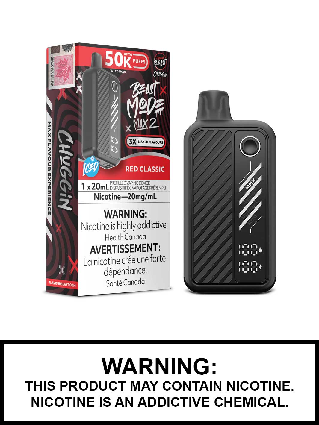 Red Classic Iced Flavour Beast Beast Mode Max 2 Disposable Vape, Flavour Beast Vape, Vape360 Canada
