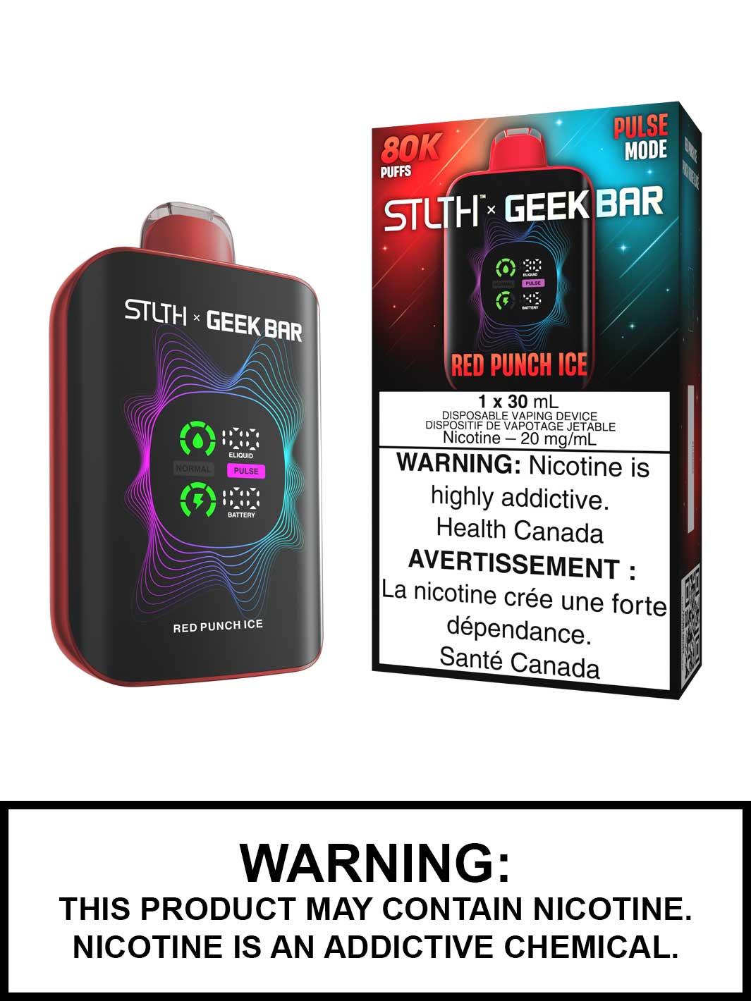Red Punch Ice STLTH x Geek Bar Disposable Vape, Geek Bar Pulse Canada, Vape360