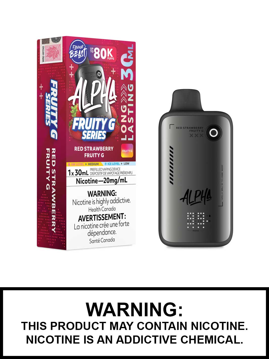 Red Strawberry Fruity G Flavour Beast Alpha 80K Disposable Vape