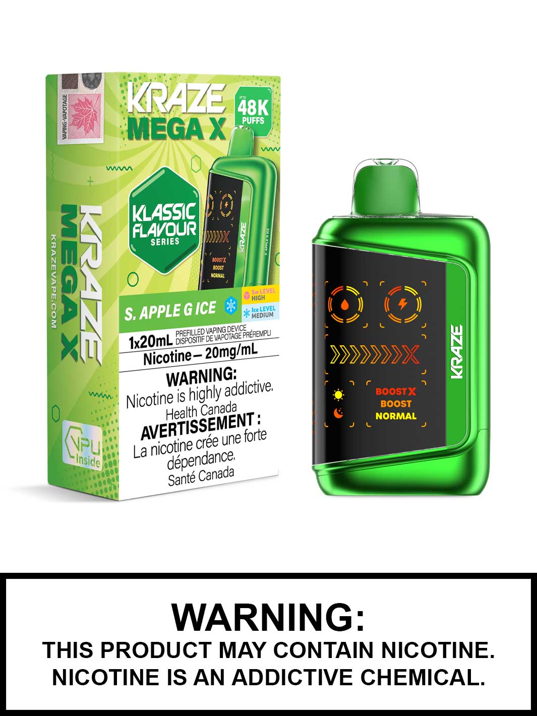 S Apple G Ice Kraze Mega X 48K Disposable Vapes, Kraze 48K