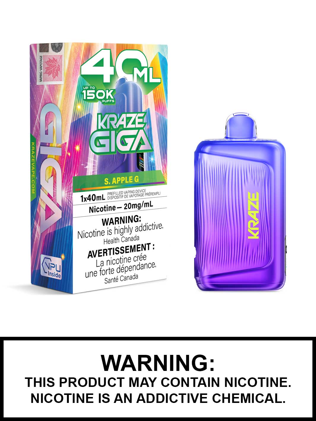 S Apple G Kraze Giga 150K Disposable Vape, Kraze Vape
