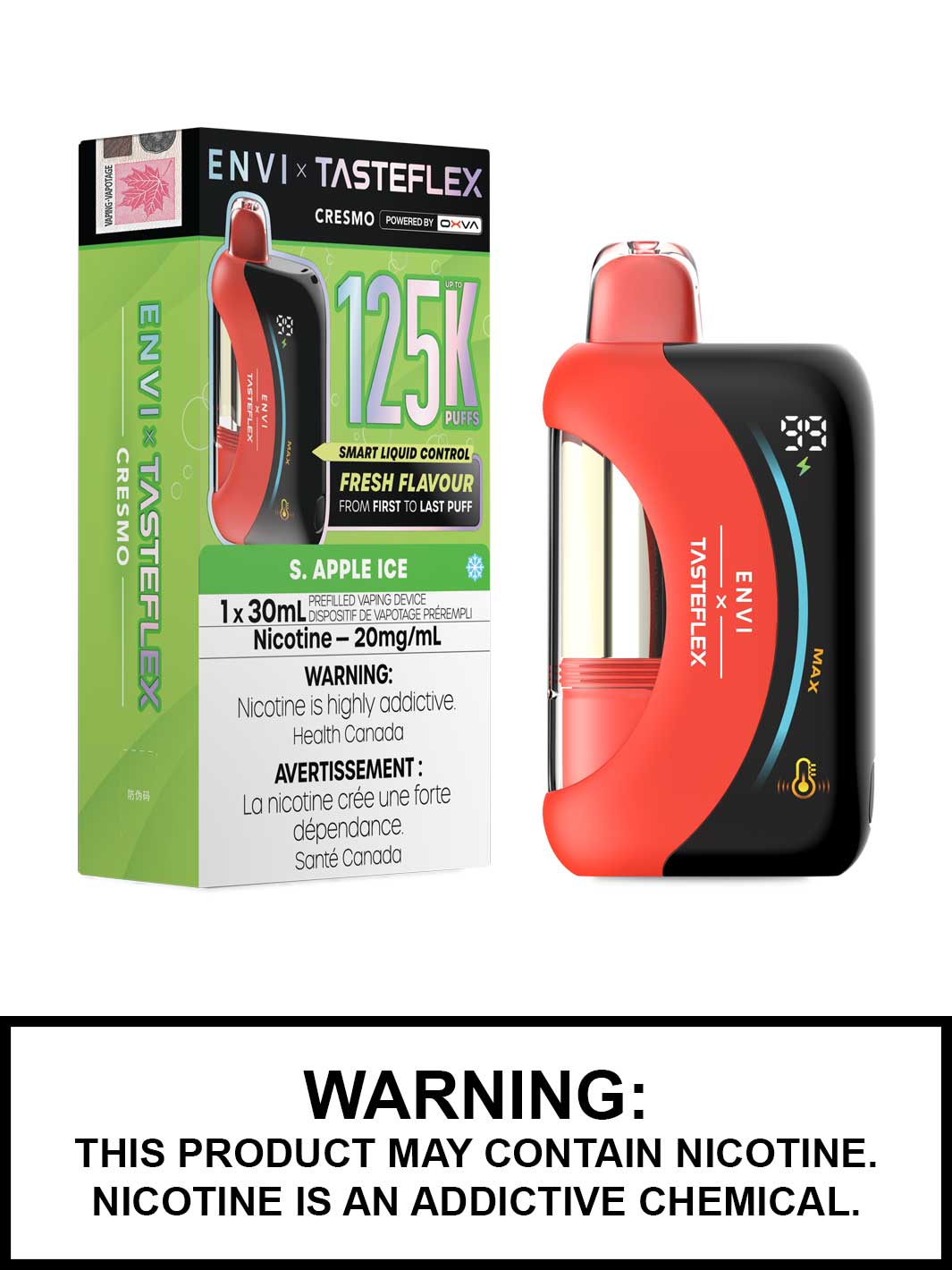 S Apple Ice Cresmo ENVI x Tasteflex 125K Disposable Vape, ENVI Vape