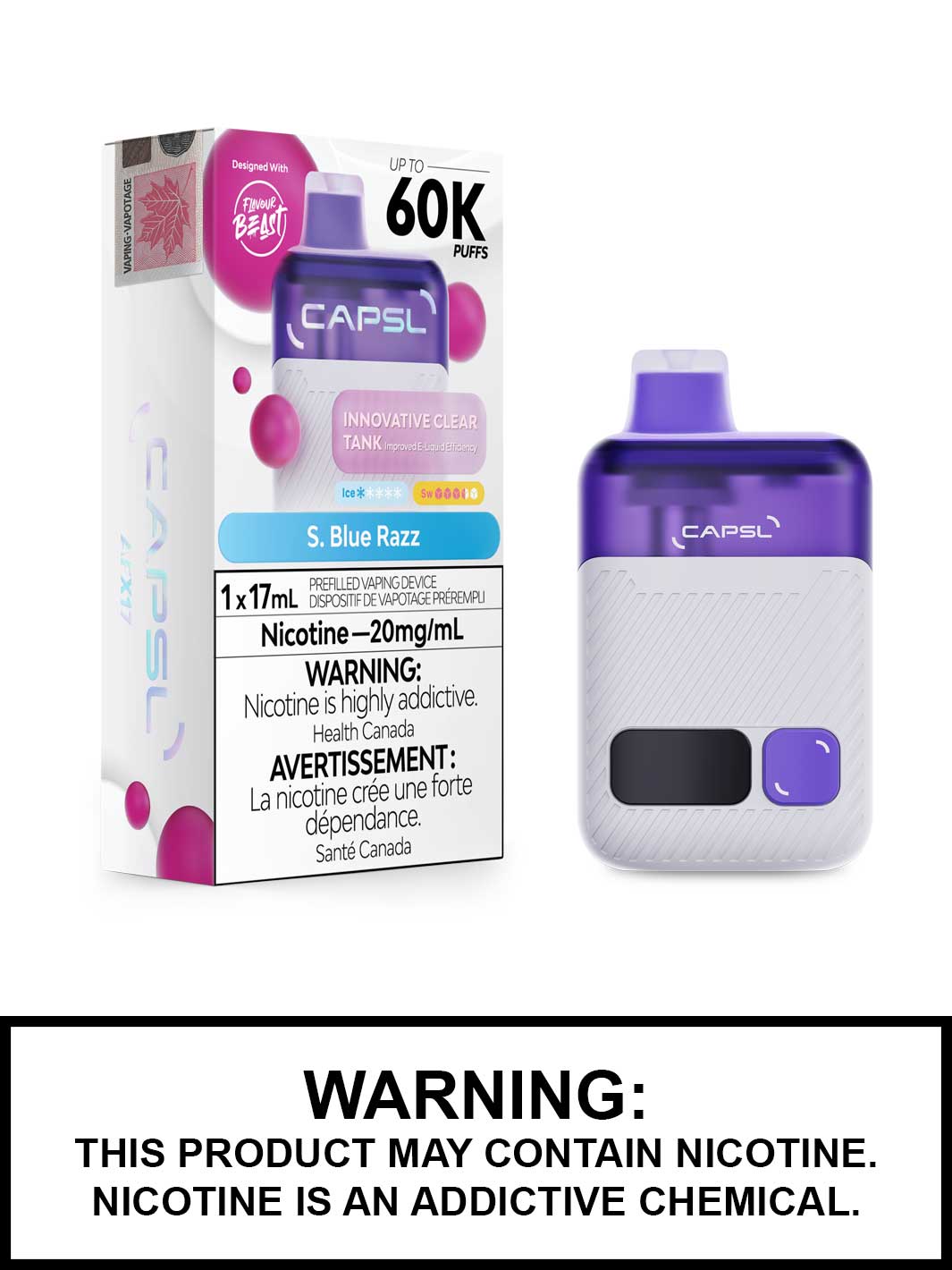Vape jetable S Blue Razz CAPSL 60K Vape jetable S Blue Razz CAPSL 60K