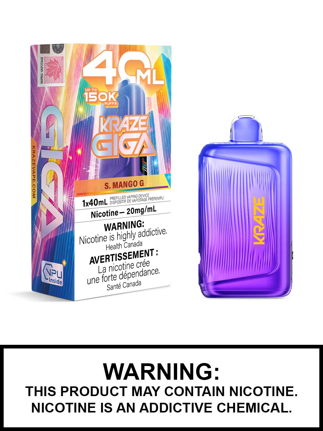 S Mango G Kraze Giga 150K Disposable Vape, Kraze Vape