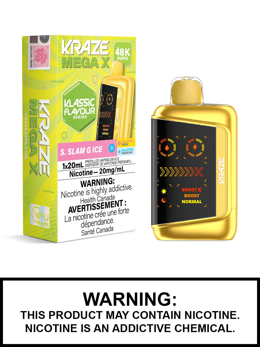 S Slam G Ice Kraze Mega X 48K Disposable Vapes, Kraze 48K