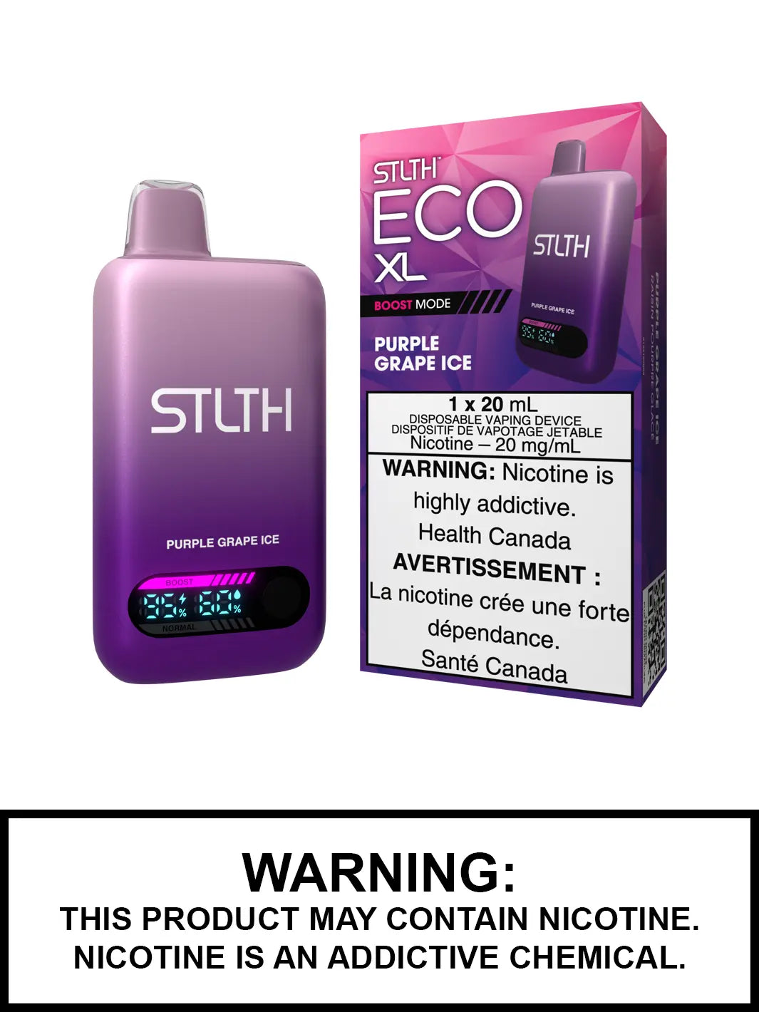 Vape jetable Purple Grape Ice STLTH Eco XL - 20 ml Vape jetable Purple Grape Ice STLTH Eco XL - 20 ml