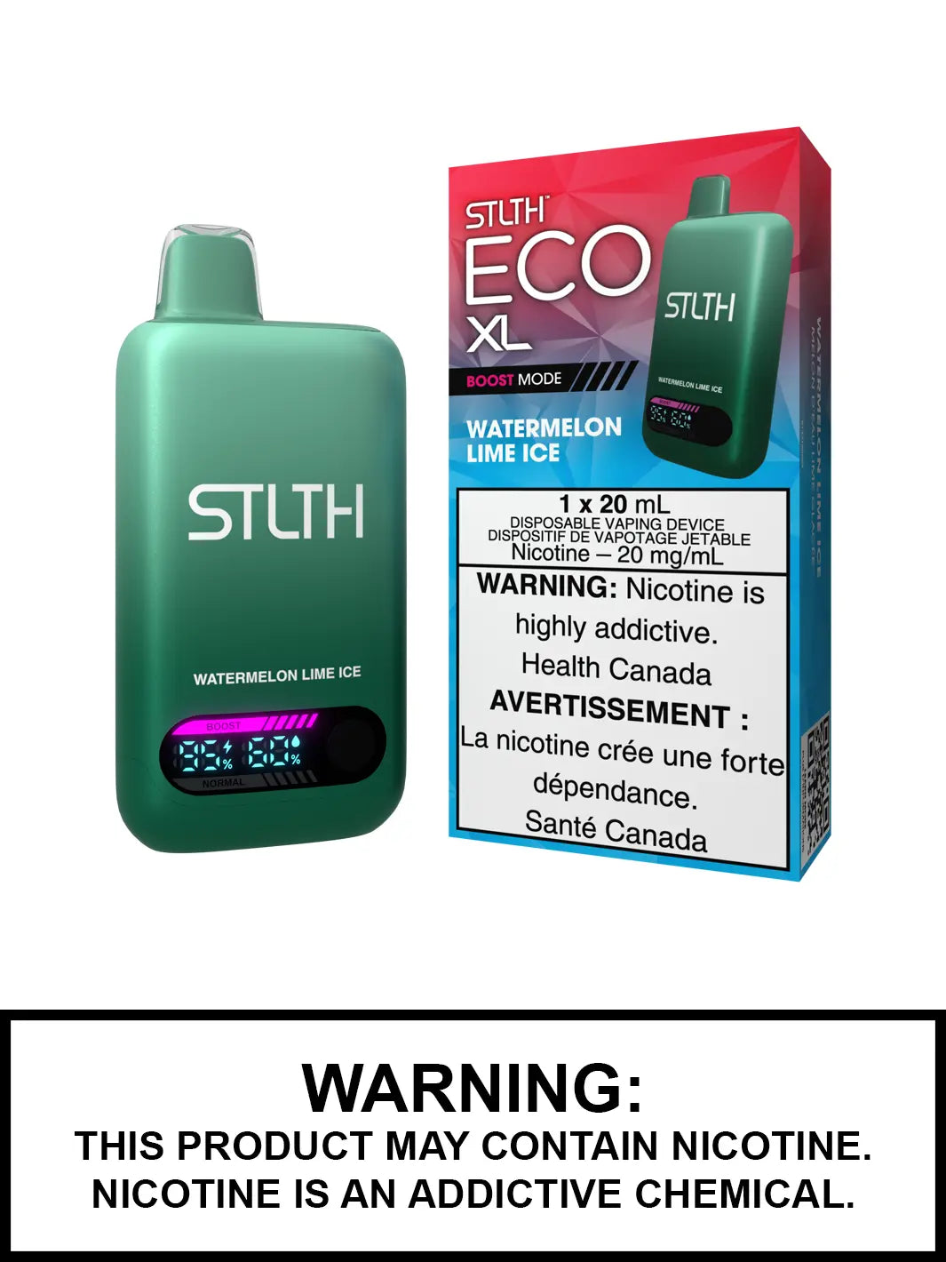 Watermelon Lime Ice STLTH Eco XL Disposable Vape - 20mL Watermelon Lime Ice STLTH Eco XL Disposable Vape - 20mL
