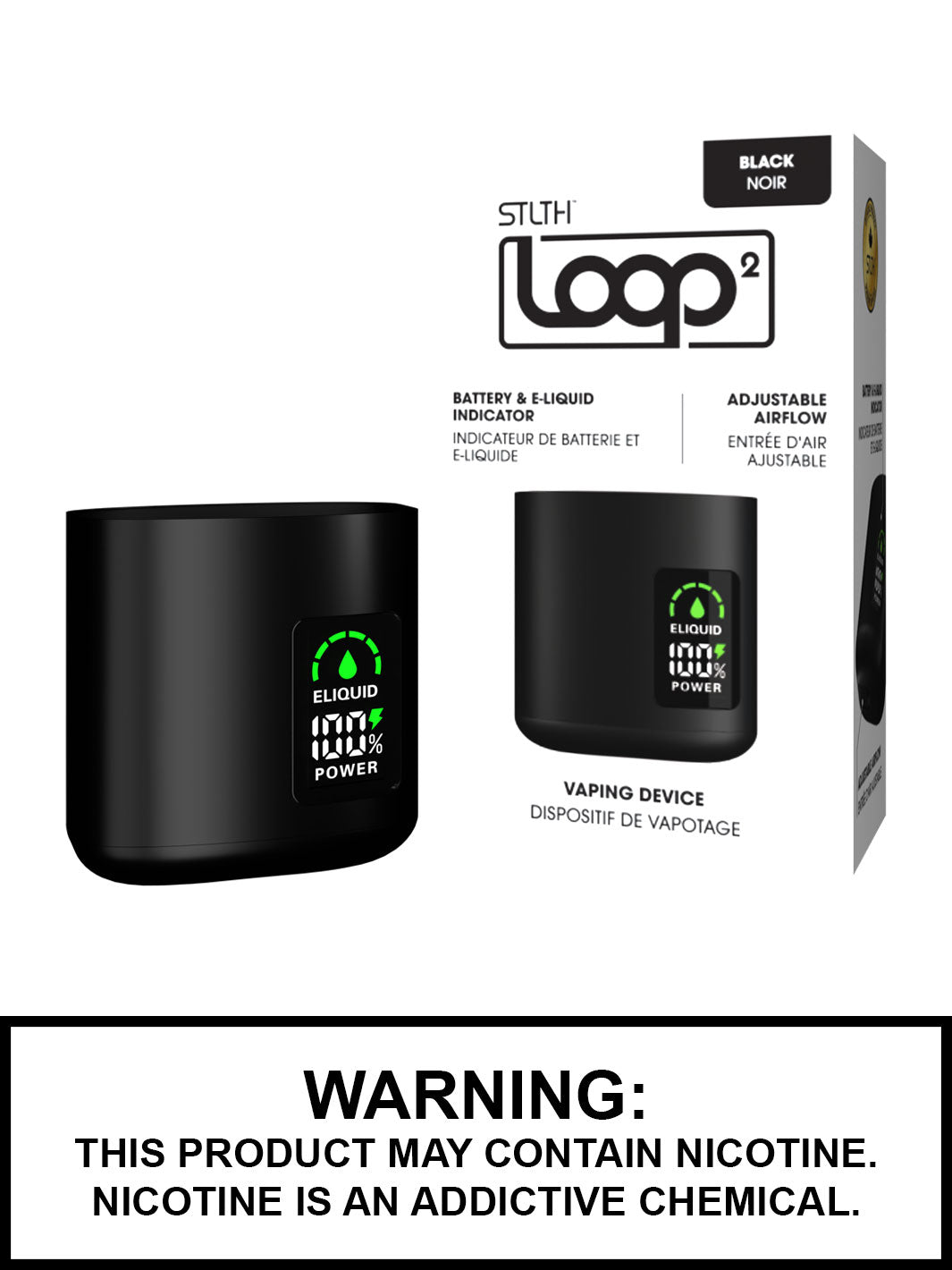 STLTH Loop 2 Pod Vape Device, 850mAh, Black, Vape360 Canada