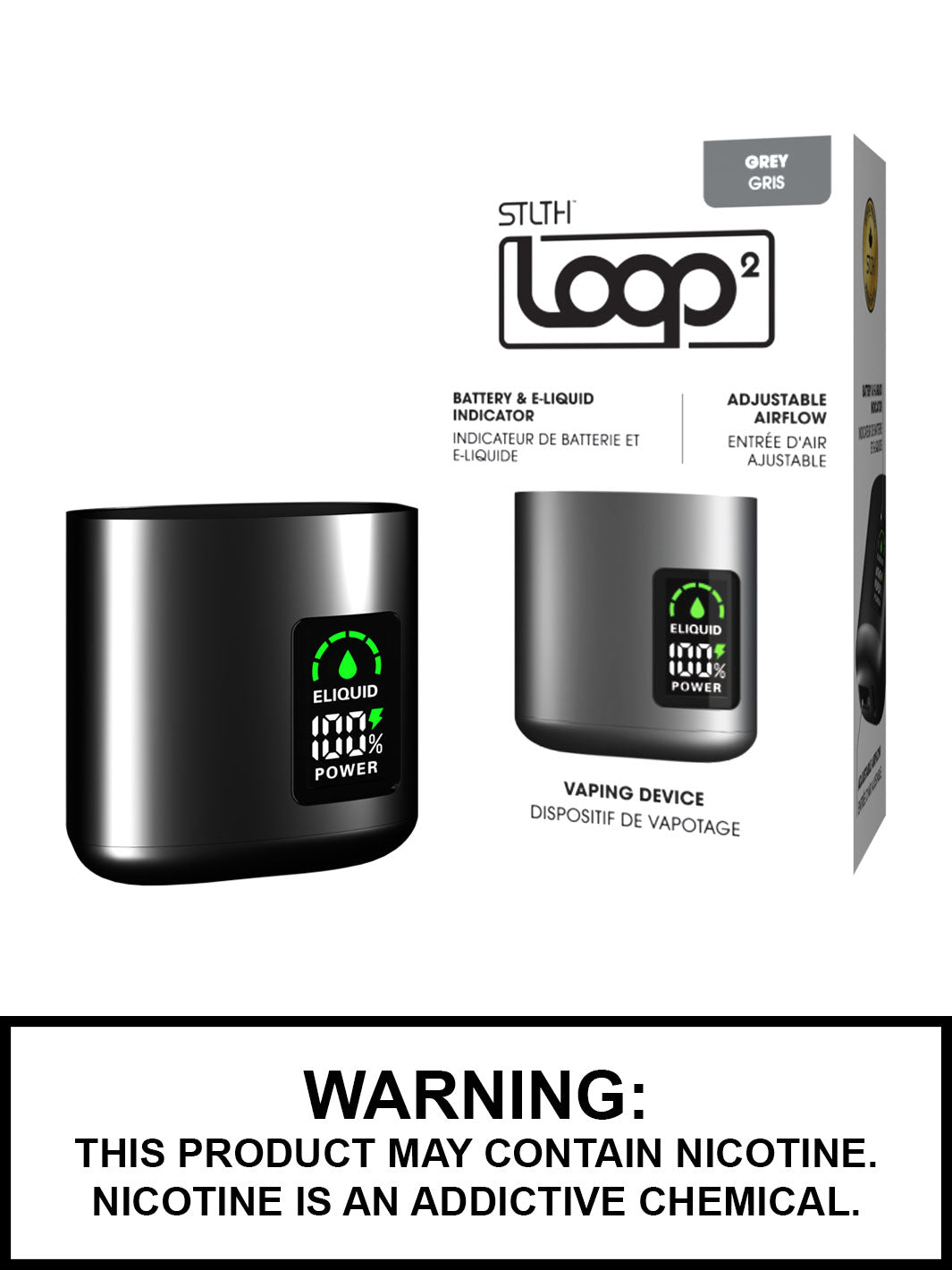 STLTH Loop 2 Pod Vape Device, 850mAh, Grey, Vape360 Canada