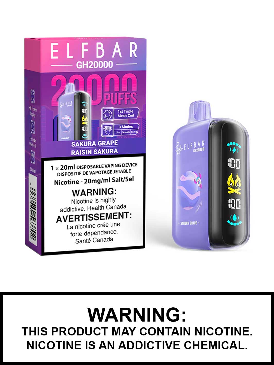 Sakura Grape Elf Bar GH20000, Elf Bar 20K, Vape360 Canada