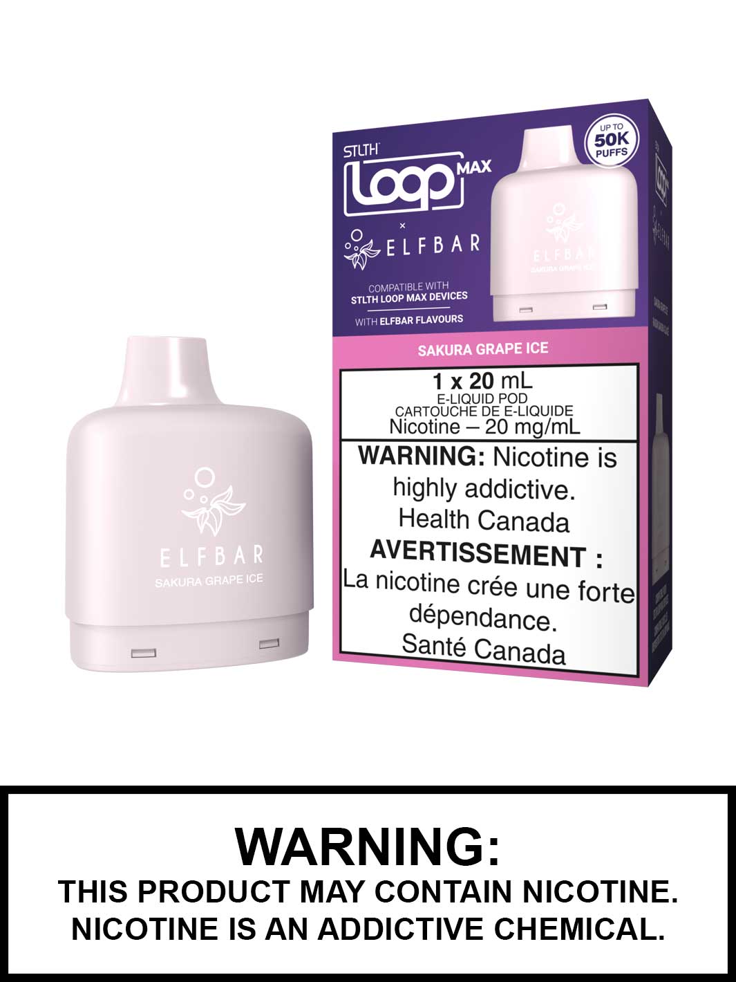 Sakura Grape Ice STLTH Loop Max x Elf Bar Pods Canada, 50K Puffs