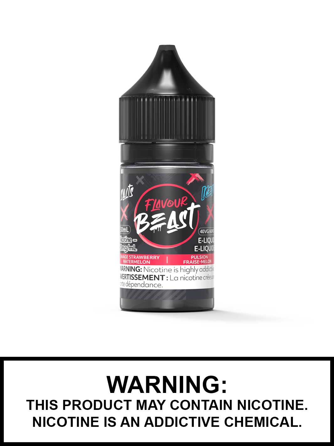 Savage Strawberry Watermelon Iced Flavour Beast Salts, Salt Nic Flavour Beast Flavours, Vape360 Canada