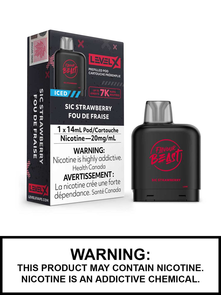 Sic Strawberry Iced Level X Flavour Beast Pods, Vape360 Canada